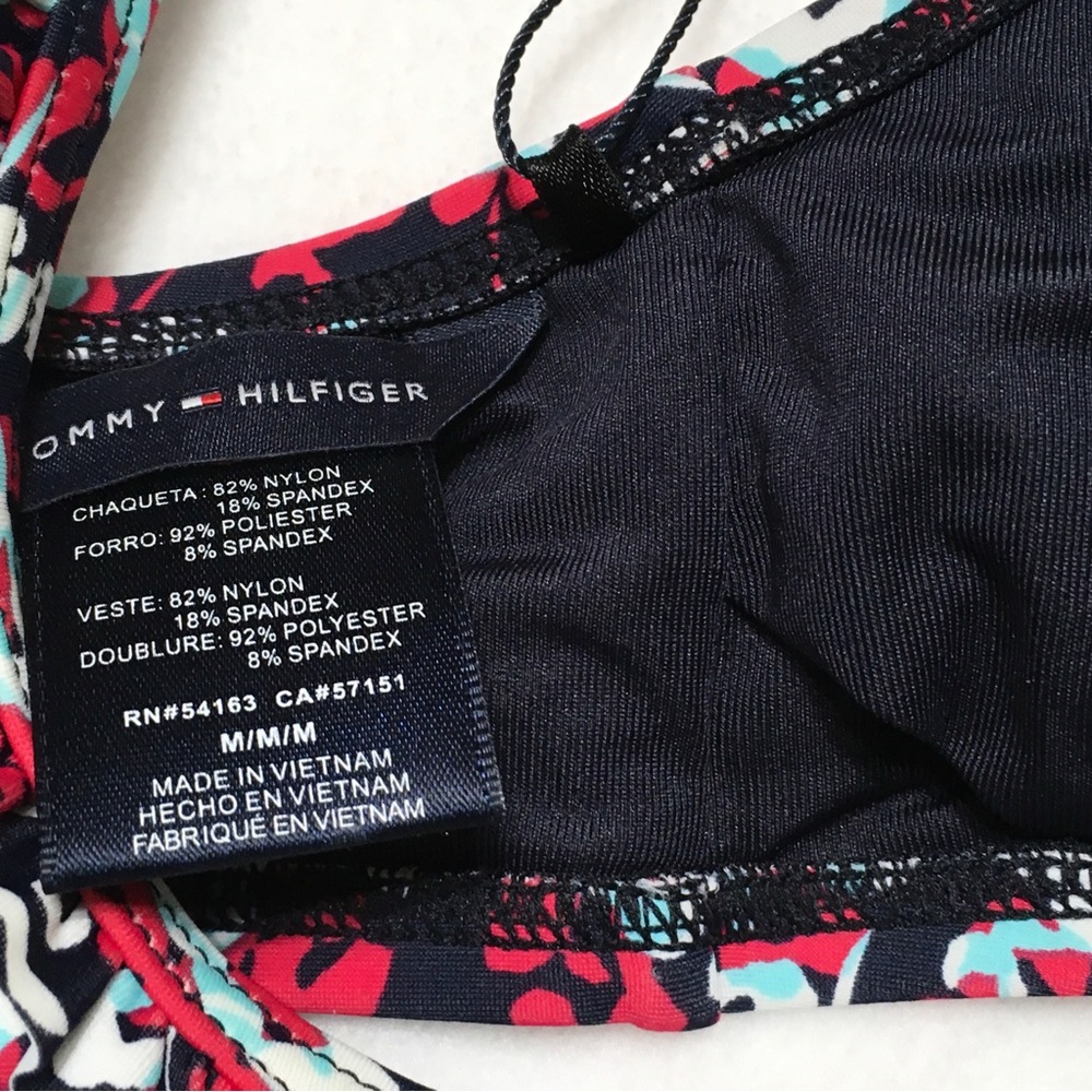 Tommy Hilfiger Womens Size M Floral Ruffle Strap Bikini Top Removable Pads - Picture 4 of 8